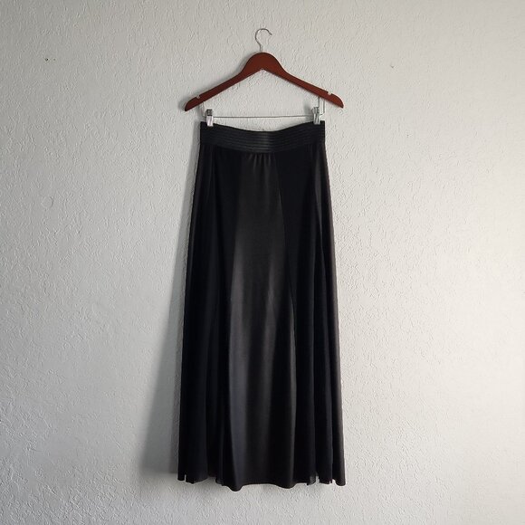Viviana Gabeiras Black Maxi Long Skirt elastic waist mesh mixed media Size M - Picture 2 of 9